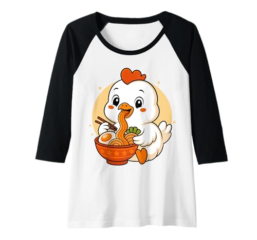 Damen Kawaii Chicken Eating Ramen-Grafik Japanische Hühnchen-Grafik Raglan Damen Kawaii Chicken Eating Ramen-Grafik Japanische Hühnchen-Grafik Raglan von Chicken Eating Ramen Funny Japanese Kawaii Design