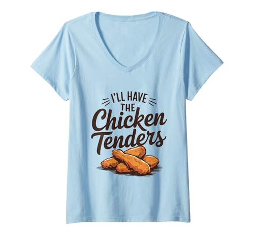 Damen Ich nehme die Hühnchen-Tender. T-Shirt mit V-Ausschnitt Damen Ich nehme die Hühnchen-Tender. T-Shirt mit V-Ausschnitt von Chicken Fan Vibes
