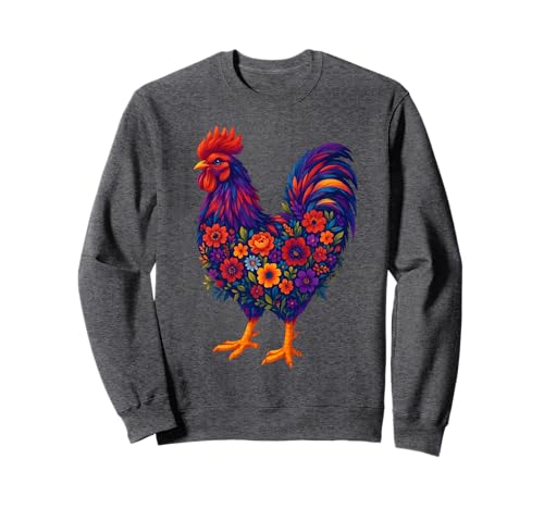 Bunte Hühner-Blumen, Hühnerliebhaber, Tierbauer, Frauen Sweatshirt von Chicken Floral Art Graphic Apparel For Girls Women