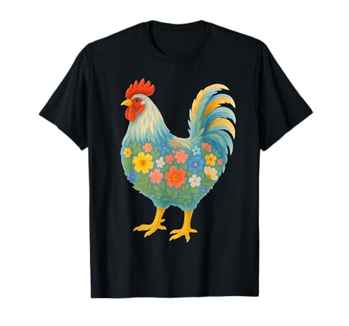 Bunter Hühnerliebhaber, Huhn Floral Animal Farm Frauen T-Shirt Bunter Hühnerliebhaber, Huhn Floral Animal Farm Frauen T-Shirt von Chicken Floral Art Graphic Apparel For Girls Women