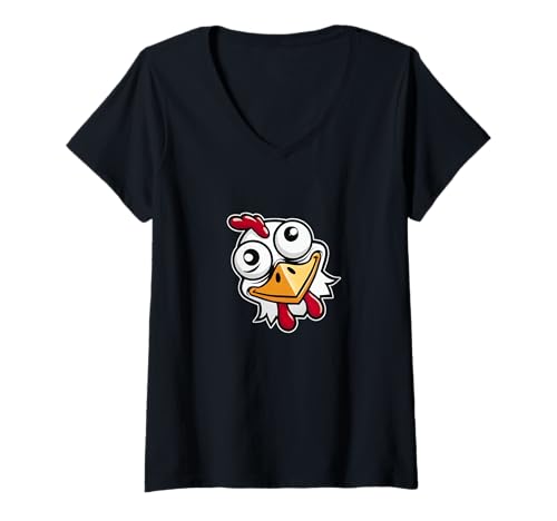 Damen Lustiges Huhn T-Shirt mit V-Ausschnitt von Chicken Gifts