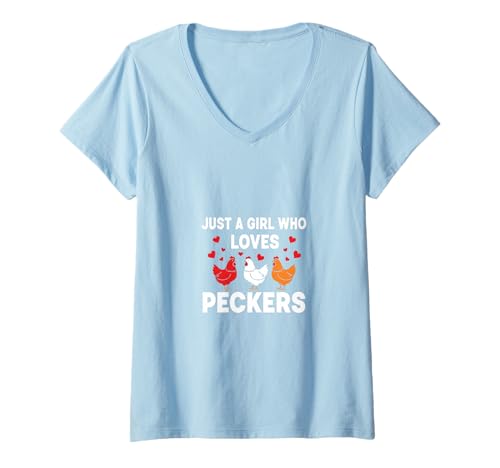 Damen Nur EIN Mädchen, das Peckers Farm Animal Lover liebt T-Shirt mit V-Ausschnitt Damen Nur EIN Mädchen, das Peckers Farm Animal Lover liebt T-Shirt mit V-Ausschnitt von Chicken Humor Jokes Funny Homestead Farm