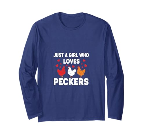 Nur EIN Mädchen, das Peckers Farm Animal Lover liebt Langarmshirt Nur EIN Mädchen, das Peckers Farm Animal Lover liebt Langarmshirt von Chicken Humor Jokes Funny Homestead Farm