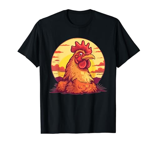 Sunset Chicken I Hühnchen für Kinder T-Shirt Sunset Chicken I Hühnchen für Kinder T-Shirt von Chicken Lover I Chicken Art I Cartoon Chicken