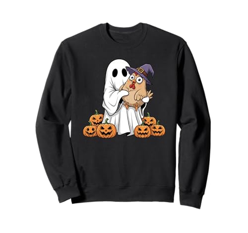 Lustiger Geist Huhn Kürbis Halloween Kinder Herren Damen Sweatshirt von Chicken Lovers Cute Halloween Outfits for Boy Girl