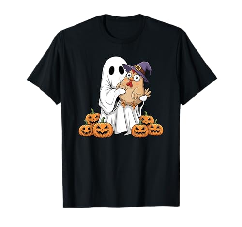 Lustiger Geist Huhn Kürbis Halloween Kinder Herren Damen T-Shirt von Chicken Lovers Cute Halloween Outfits for Boy Girl