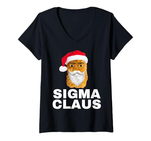 Damen Sigma Claus T-Shirt mit V-Ausschnitt von Chicken Nugget Christmas