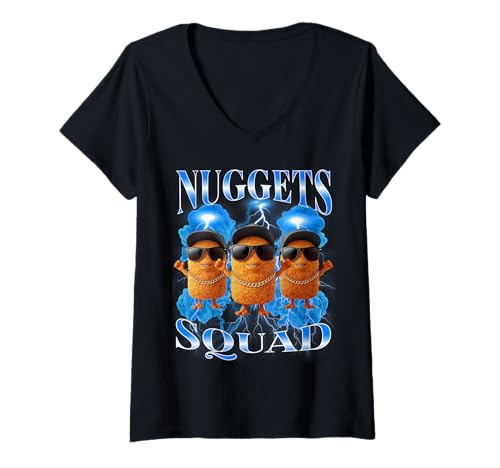 Damen Chicken Nuggets Squad Rap 90er Jahre Vintage Herren Bootleg T-Shirt mit V-Ausschnitt Damen Chicken Nuggets Squad Rap 90er Jahre Vintage Herren Bootleg T-Shirt mit V-Ausschnitt von Chicken Nuggets Funny Rap Meme Bootleg Designs