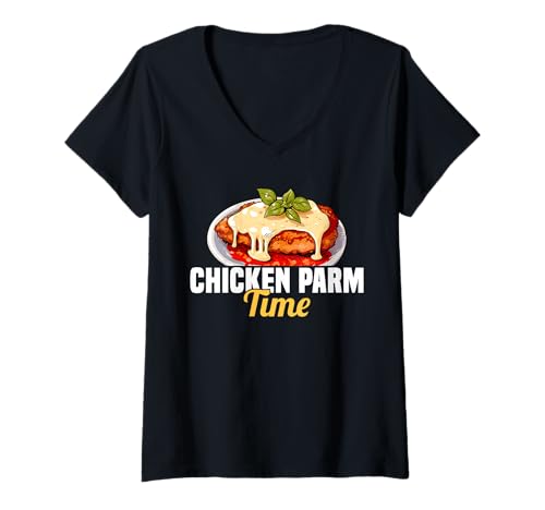 Damen Chicken Parm Time Lover T-Shirt mit V-Ausschnitt von Chicken Parm Liebhaber Design Idee