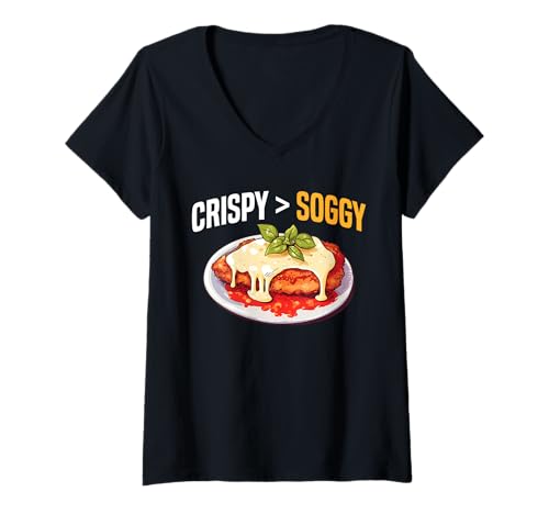 Damen Crispy > Soggy Chicken Parm Lover T-Shirt mit V-Ausschnitt Damen Crispy > Soggy Chicken Parm Lover T-Shirt mit V-Ausschnitt von Chicken Parm Liebhaber Design Idee