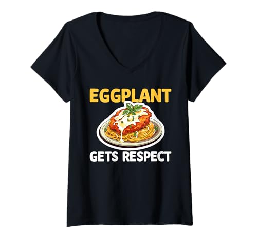 Damen Eggplant Gets Respect Chicken Parm Lover T-Shirt mit V-Ausschnitt Damen Eggplant Gets Respect Chicken Parm Lover T-Shirt mit V-Ausschnitt von Chicken Parm Liebhaber Design Idee