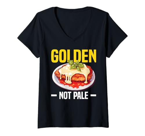 Damen Golden Not Pale Chicken Parm Lover T-Shirt mit V-Ausschnitt von Chicken Parm Liebhaber Design Idee