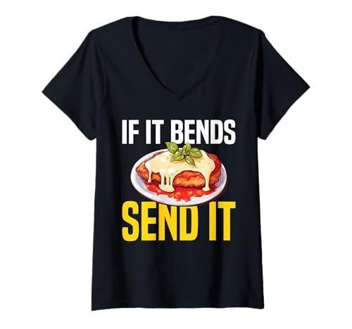 Damen If It Bends Send It Chicken Parm Lover T-Shirt mit V-Ausschnitt Damen If It Bends Send It Chicken Parm Lover T-Shirt mit V-Ausschnitt von Chicken Parm Liebhaber Design Idee