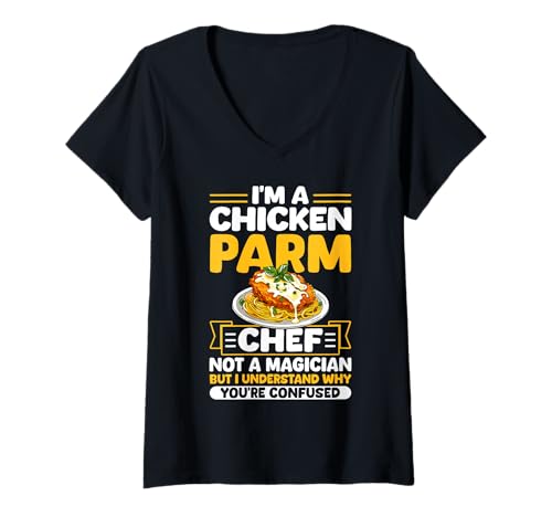 Damen Im A Chicken Parm Chef Not A Magician Lover T-Shirt mit V-Ausschnitt Damen Im A Chicken Parm Chef Not A Magician Lover T-Shirt mit V-Ausschnitt von Chicken Parm Liebhaber Design Idee