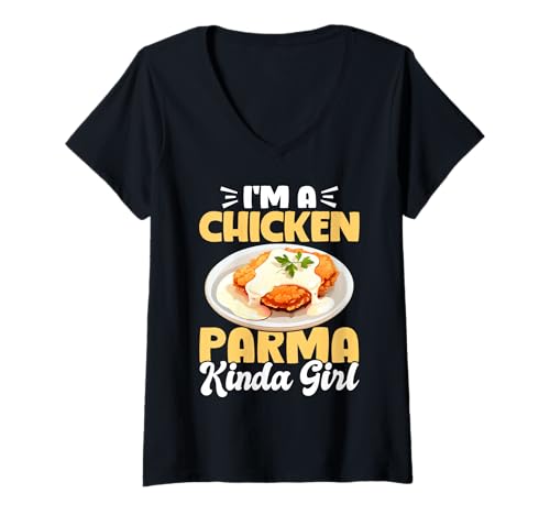 Damen Im A Chicken Parm Kinda Girl Lover T-Shirt mit V-Ausschnitt von Chicken Parm Liebhaber Design Idee