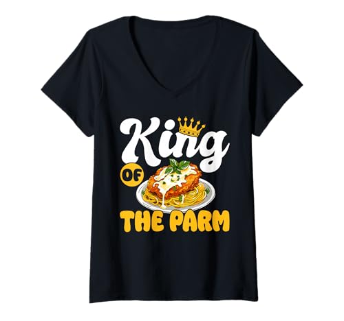 Damen King of The Parm Chicken Parm Lover T-Shirt mit V-Ausschnitt Damen King of The Parm Chicken Parm Lover T-Shirt mit V-Ausschnitt von Chicken Parm Liebhaber Design Idee