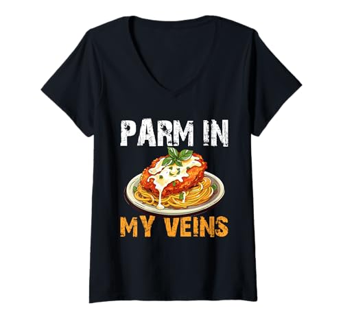 Damen Parm In My Veins Chicken Parm Lover T-Shirt mit V-Ausschnitt Damen Parm In My Veins Chicken Parm Lover T-Shirt mit V-Ausschnitt von Chicken Parm Liebhaber Design Idee