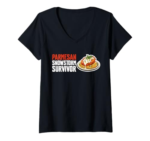 Damen Parmesan Snowstorm Survivor Chicken Parm Lover T-Shirt mit V-Ausschnitt Damen Parmesan Snowstorm Survivor Chicken Parm Lover T-Shirt mit V-Ausschnitt von Chicken Parm Liebhaber Design Idee
