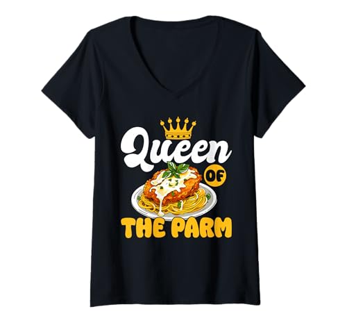 Damen Queen of The Parm Chicken Parm Lover T-Shirt mit V-Ausschnitt Damen Queen of The Parm Chicken Parm Lover T-Shirt mit V-Ausschnitt von Chicken Parm Liebhaber Design Idee