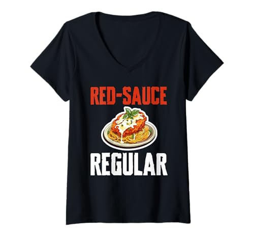 Damen Red Sauce Regular Chicken Parm Lover T-Shirt mit V-Ausschnitt Damen Red Sauce Regular Chicken Parm Lover T-Shirt mit V-Ausschnitt von Chicken Parm Liebhaber Design Idee