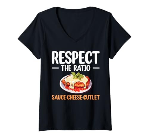 Damen Respect The Ratio Chicken Parm Lover T-Shirt mit V-Ausschnitt Damen Respect The Ratio Chicken Parm Lover T-Shirt mit V-Ausschnitt von Chicken Parm Liebhaber Design Idee