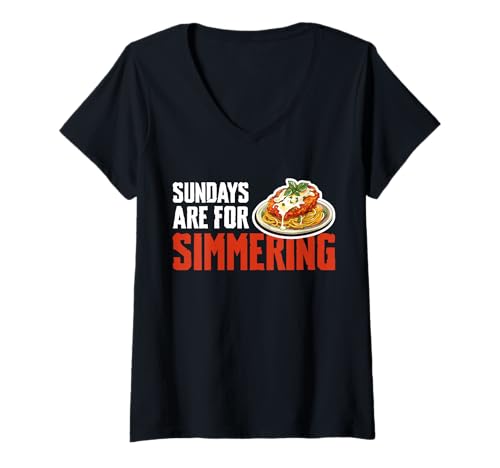 Damen Sundays Are for Simmering Chicken Parm Lover T-Shirt mit V-Ausschnitt Damen Sundays Are for Simmering Chicken Parm Lover T-Shirt mit V-Ausschnitt von Chicken Parm Liebhaber Design Idee