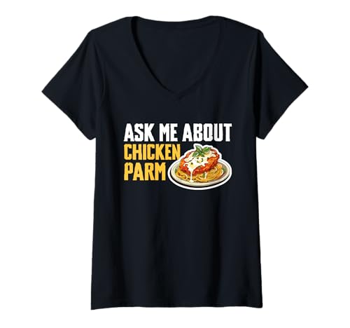 Damen Ask Me About Chicken Parm T-Shirt mit V-Ausschnitt Damen Ask Me About Chicken Parm T-Shirt mit V-Ausschnitt von Chicken Parm Liebhaber Designs Idee