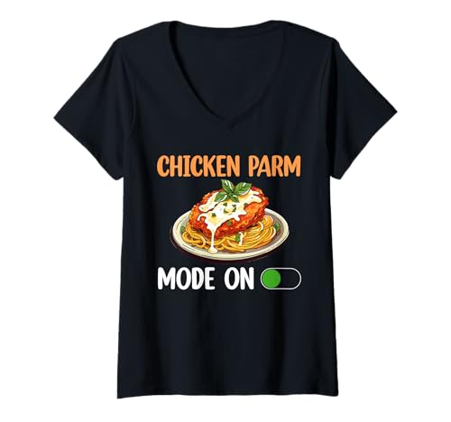 Damen Chicken Parm Mode On T-Shirt mit V-Ausschnitt Damen Chicken Parm Mode On T-Shirt mit V-Ausschnitt von Chicken Parm Liebhaber Designs Idee