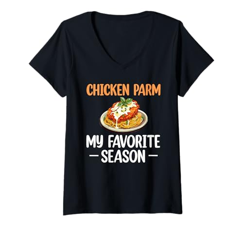 Damen Chicken Parm My Favorite Season Chicken Parm T-Shirt mit V-Ausschnitt Damen Chicken Parm My Favorite Season Chicken Parm T-Shirt mit V-Ausschnitt von Chicken Parm Liebhaber Designs Idee