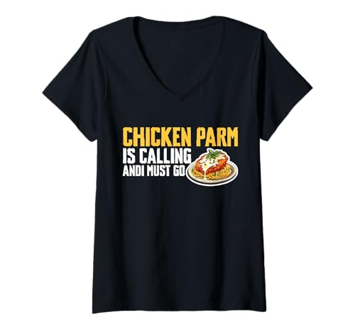 Damen Chicken Parm is Calling and I Must Go T-Shirt mit V-Ausschnitt Damen Chicken Parm is Calling and I Must Go T-Shirt mit V-Ausschnitt von Chicken Parm Liebhaber Designs Idee