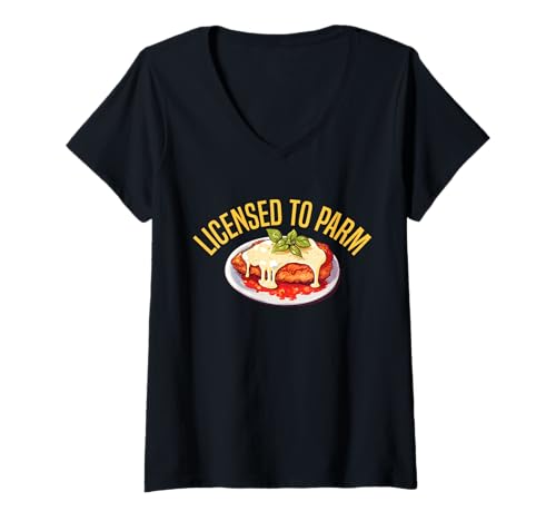 Damen Licensed to Parm Chicken Parm T-Shirt mit V-Ausschnitt Damen Licensed to Parm Chicken Parm T-Shirt mit V-Ausschnitt von Chicken Parm Liebhaber Designs Idee