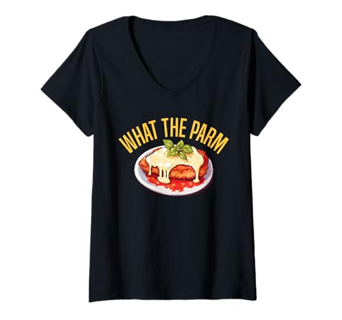 Damen What The Parm Chicken Parm T-Shirt mit V-Ausschnitt Damen What The Parm Chicken Parm T-Shirt mit V-Ausschnitt von Chicken Parm Liebhaber Designs Idee