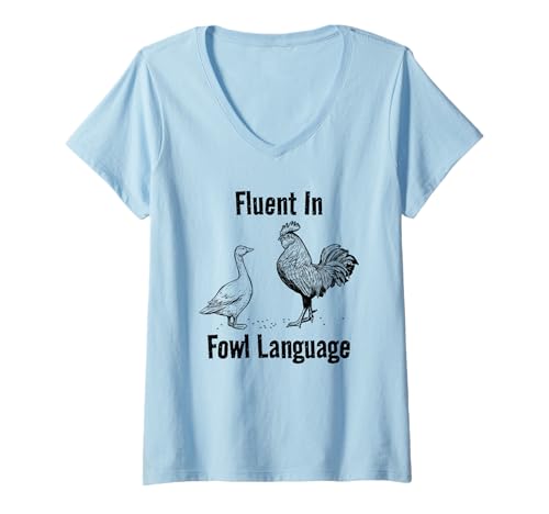 Damen Spricht fließend Geflügelsprache Lustiger Hühnerentenliebhaber T-Shirt mit V-Ausschnitt Damen Spricht fließend Geflügelsprache Lustiger Hühnerentenliebhaber T-Shirt mit V-Ausschnitt von Chicken Stuff
