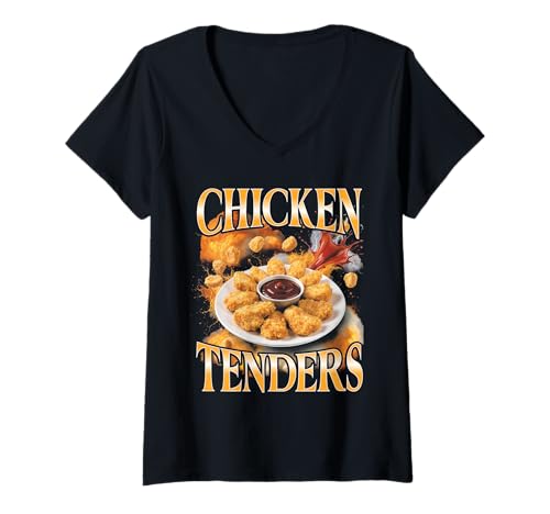 Damen Chicken Tenders Lustiger Bootleg-Foodie T-Shirt mit V-Ausschnitt von Chicken Tenders Funny Bootleg Foodie