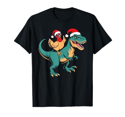 Weihnachten Huhn reiten Dinosaurier Tyrannosaurus Rex Jungen T-Shirt Weihnachten Huhn reiten Dinosaurier Tyrannosaurus Rex Jungen T-Shirt von Chicken riding t rex