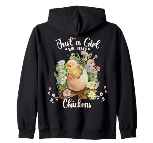 Nur ein Mädchen, das Hühner liebt. Süßes Baby Chick Hatching Kapuzenjacke von Chicken with Flowers Birthday Girl Toddlers Teens