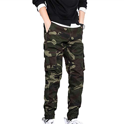 Herren Multi-Taschen Outdoor Wanderhose, Chickw1 Taktisch Camouflage Hose Army Combat Hose Trekking Jagd Camping Wandern Militär Camo Cargohose Tarnhosen (Armee grüne Tarnung,3XL) von Chickwin-Shop