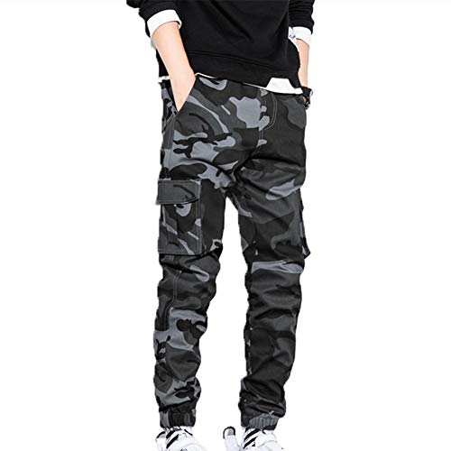 Herren Multi-Taschen Outdoor Wanderhose, Chickw1 Taktisch Camouflage Hose Army Combat Hose Trekking Jagd Camping Wandern Militär Camo Cargohose Tarnhosen (Graue Tarnung,2XL) von Chickwin-Shop