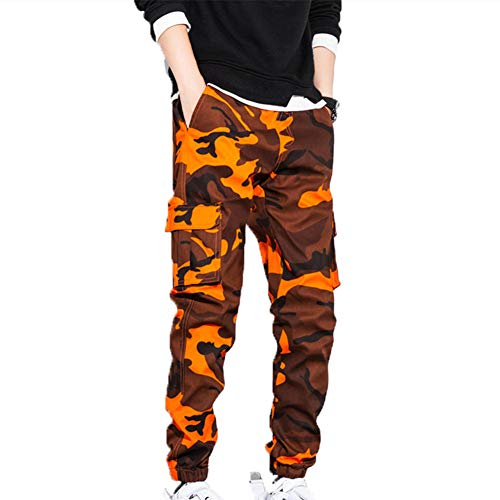 Herren Multi-Taschen Outdoor Wanderhose, Chickw1 Taktisch Camouflage Hose Army Combat Hose Trekking Jagd Camping Wandern Militär Camo Cargohose Tarnhosen (Rote Tarnung,8XL) von Chickwin-Shop