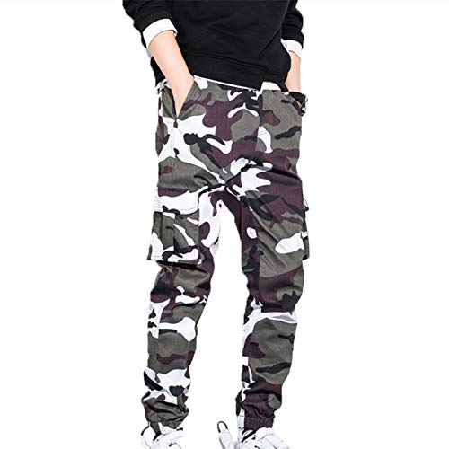 Herren Multi-Taschen Outdoor Wanderhose, Chickw1 Taktisch Camouflage Hose Army Combat Hose Trekking Jagd Camping Wandern Militär Camo Cargohose Tarnhosen (Weiße Tarnung,8XL) von Chickwin-Shop