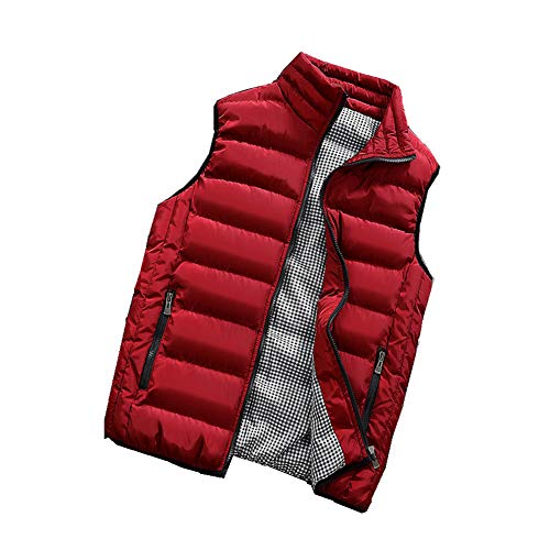 Chickw1 Herren Outdoor Weste, Ärmellos Jacke Zip Gefutterte Baumwollweste Atmungsaktiv Slim Fit Winddicht Funktions Trekking Sport Herbst Winter (2XL,rot) von Chickwin