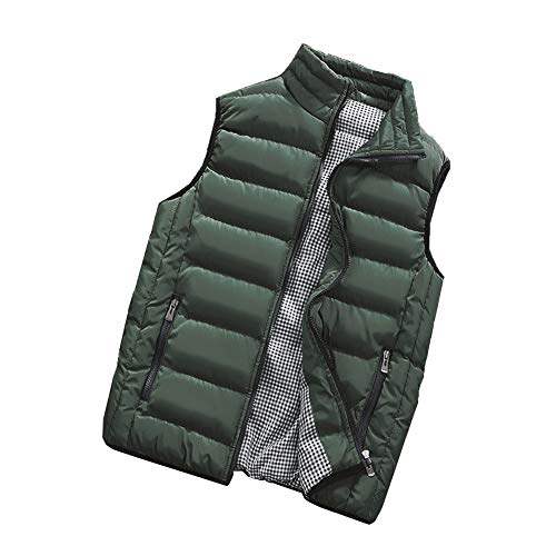 Chickw1 Herren Outdoor Weste, Ärmellos Jacke Zip Gefutterte Baumwollweste Atmungsaktiv Slim Fit Winddicht Funktions Trekking Sport Herbst Winter (5XL,Armeegrün) von Chickwin