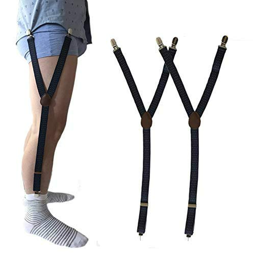 Chickwin Hemdhalter Socken Herren Y-Stil Hemd Halterung 2 Paar Schwarz Elastischer Damit das Hemd in der Hose Bleibt ?und Verstellbaren Trägern von Chickwin