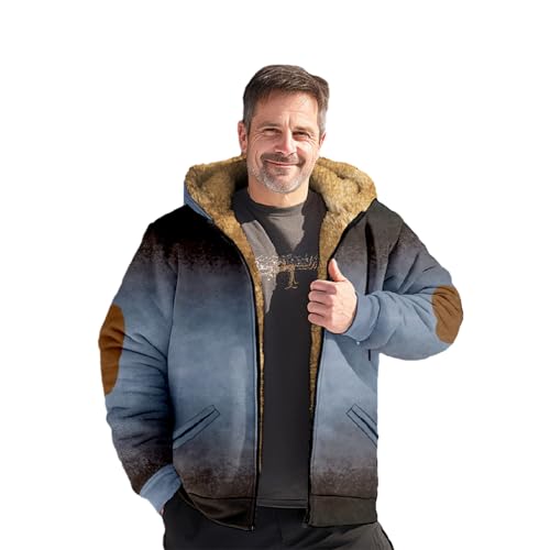 Chickwin Herren Jacke Winter, Elegant Übergangsjacke Warme Winterjacke Männer Vintage Jacken Mantel mit Kapuze für Outdoor Snowboard Wandern Arbeits von Chickwin
