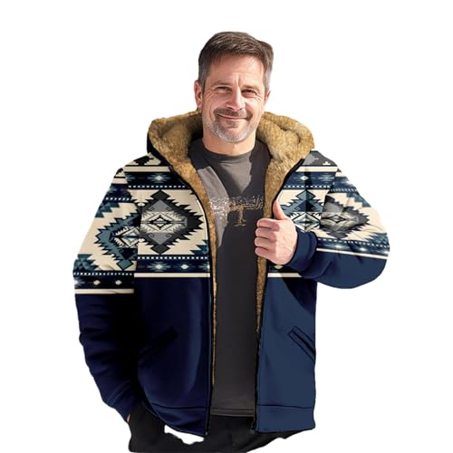 Chickwin Herren Jacke Winter, Elegant Weinlese Übergangsjacke Warme Winterjacke Männer Vintage Jacken Mantel mit Kapuze für Outdoor Snowboard Wandern Fahrrad Training Arbeits von Chickwin
