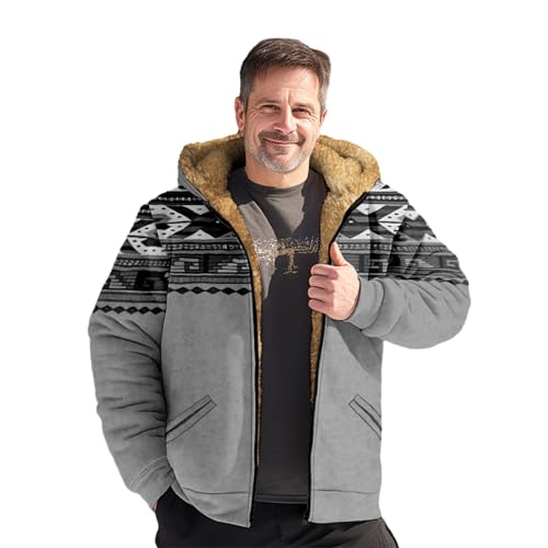 Chickwin Herren Jacke Winter, Elegant Weinlese Übergangsjacke Warme Winterjacke Männer Vintage Jacken Mantel mit Kapuze für Outdoor Snowboard Wandern Fahrrad Training Arbeits von Chickwin