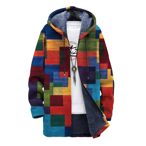 Chickwin Herren Jacke Winter Herbst Übergangsjacke 3D Druck Winterjacke Warme Männer Jacken Mantel mit Kapuze für Outdoor Snowboard Wandern Fahrrad Training Arbeits von Chickwin