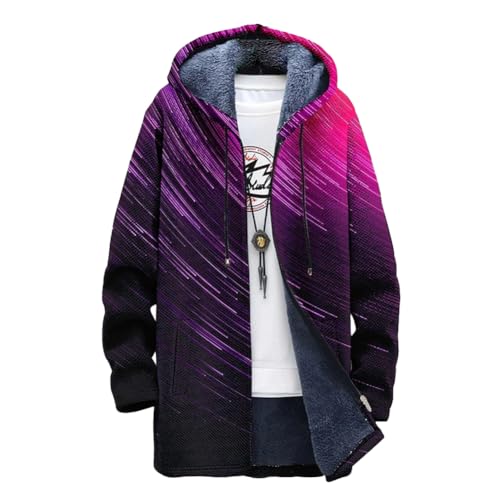 Chickwin Herren Jacke Winter Herbst Übergangsjacke 3D Farbdruck Winterjacke Warme Männer Jacken Mantel mit Kapuze für Outdoor Snowboard Wandern Fahrrad Training Arbeits von Chickwin