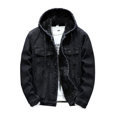 Chickwin Herren Jacke Winter Herbst Übergangsjacke Denim Warme Winterjacke Männer Jacken Mantel mit Kapuze für Outdoor Snowboard Wandern Fahrrad Training Arbeits von Chickwin