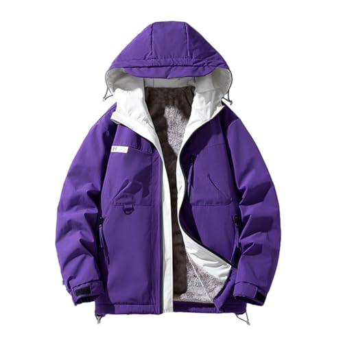 Chickwin Herren Jacke Winter Herbst Übergangsjacke Verdicken Winterjacke Warme Männer Jacken Mantel mit Kapuze für Outdoor Snowboard Wandern Fahrrad Training Arbeits von Chickwin